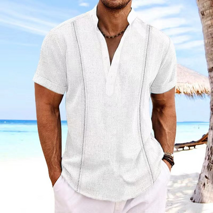 😎 Poslední den sleva 50 % 【S-3XL】 Stylová a pohodlná pánská letní košile s krátkým rukávem z bavlny a lnu, slim střih, snadno kombinovatelná.