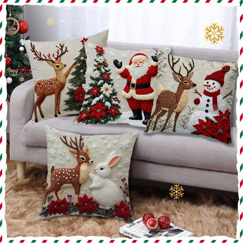 🎅Świąteczny bestseller 【Kup dwa, a dwa dostaniesz gratis】🎄 Poszewka na poduszkę z motywem świątecznym