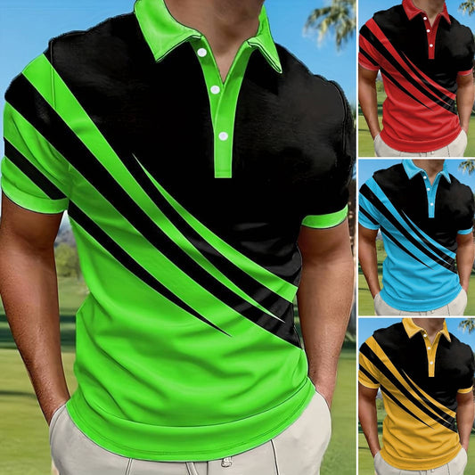 🔥Poslední den – sleva 50 %【S–6XL】Vysoce kvalitní letní pruhované pánské polo tričko s krátkým rukávem,  stylové a snadno kombinovatelné