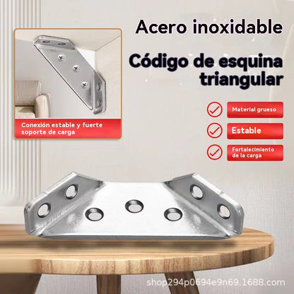 🏠⚙️【6  juegos】Soportes para muebles de acero inoxidable, esquinas gruesas, sujetadores en ángulo para muebles de 90°