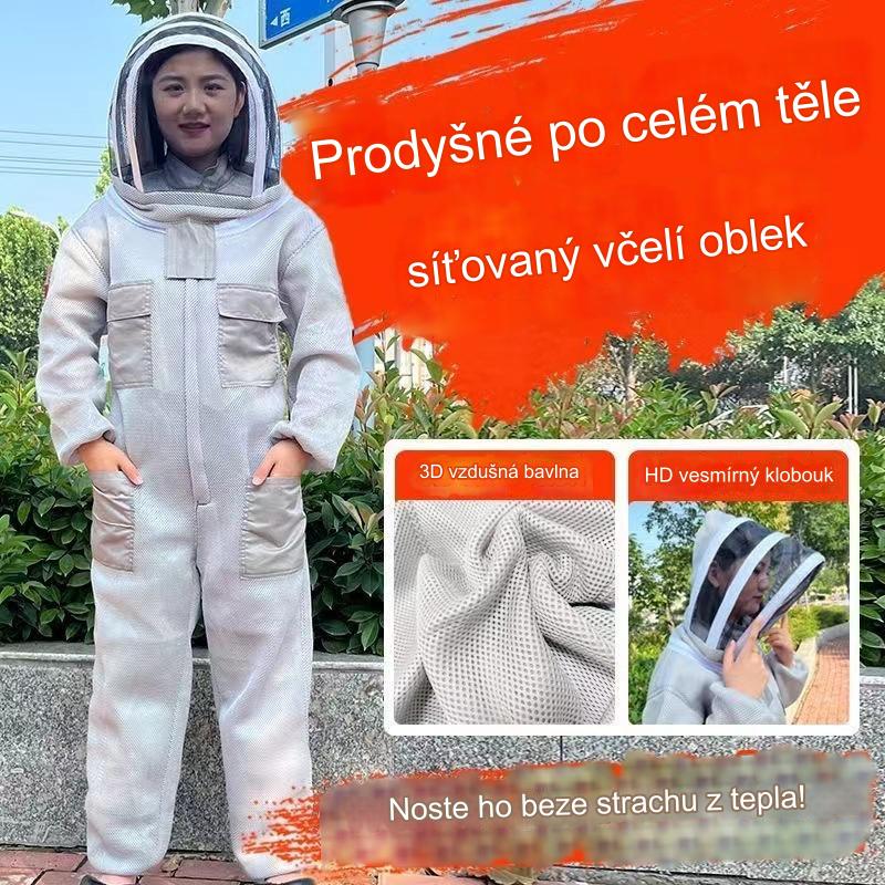 Profesionální včelařská kombinéza s maskou, prodyšná a pohodlná