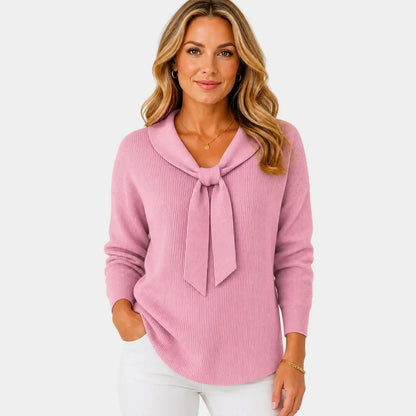 🎀🌟【S-2XL】Ženski enobarvni pulover z dolgimi rokavi in detajlom za zavezovanje