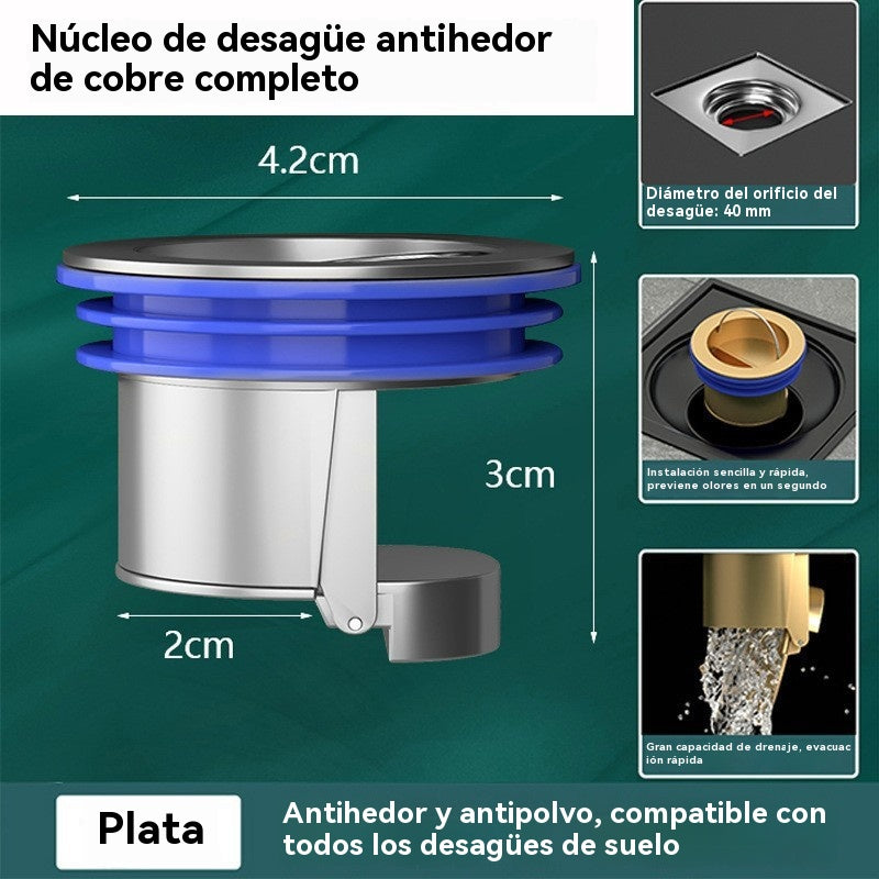 🚿🕳 Desagüe universal de latón para suelo con núcleo desodorizante antiolor