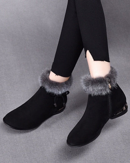 😍😍【35-41】Ženske gležnjače sa srednjom petom, okruglog vrha, od mekane crne kože.