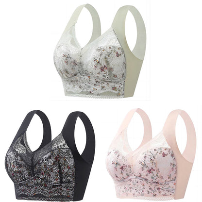 🔥【3 komada】💕🎁【40kg-100kg】Prozračan podesivi bešavni grudnjak od ledene svile za veće veličine