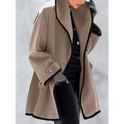 ❄️【S–5XL】Új őszi és téli többszínű, bő szabású gyapjúkabát kerek nyakkivágással és kapucnival