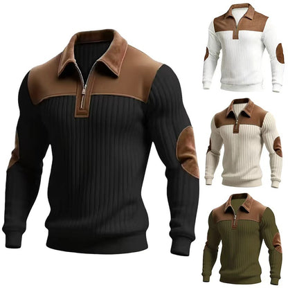 【S-2XL】Męska retro modna koszulka Henley z długim rękawem w kontrastowych kolorach – skupienie na wysokiej jakości odzieży męskiej