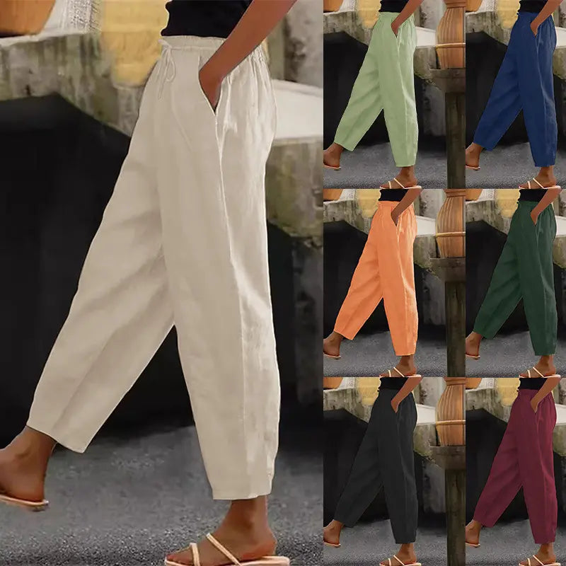 😍💕-48% kedvezmény💕【40-120 kg】Női pamut-len casual nadrág ✅️Utánvéttel