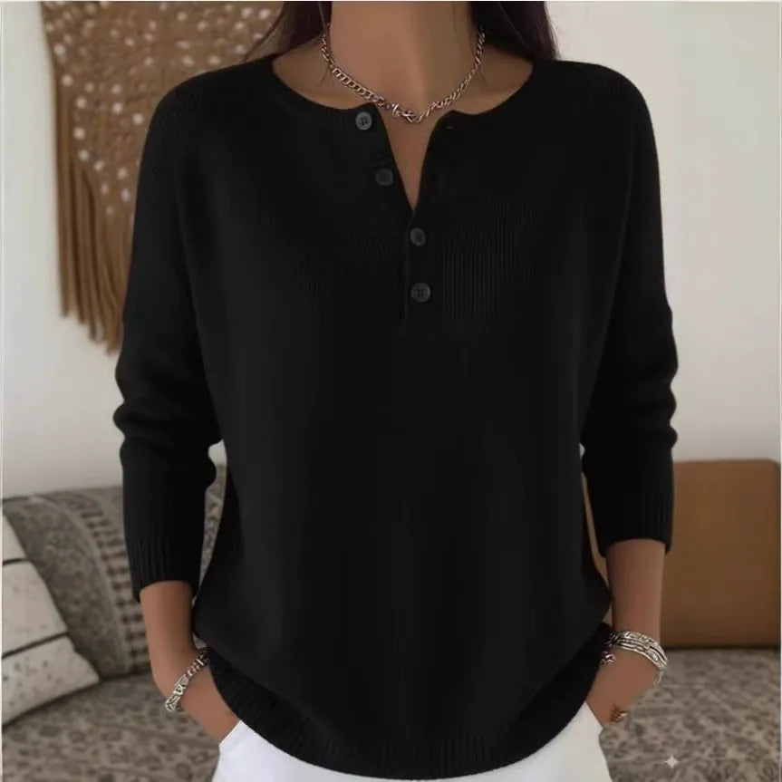💟 Ostatni dzień: 50% zniżki ✨【S-2XL】Damski jednokolorowy sweter z dekoltem V, luźny i casualowy