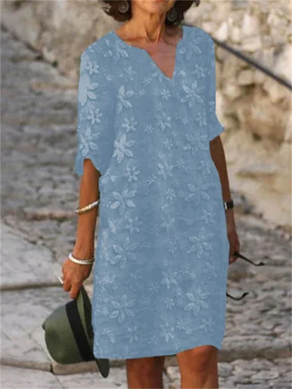👗【S-5XL】Haljina od pamuka i lana s cvjetnim printom