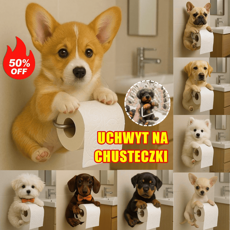 🐶 Uroczy uchwyt na papier toaletowy z motywem szczeniaka