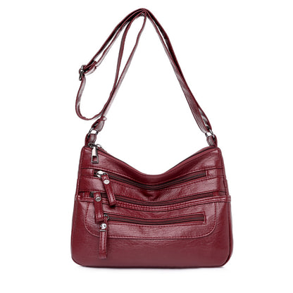 👜 Νέα ρετρό τσάντα χιαστί από μαλακό δέρμα, μεγάλης χωρητικότητας με πολυεπίπεδο σχεδιασμό