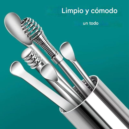 👂Juego de 6 herramientas para eliminar el cerumen con tubo de almacenamiento