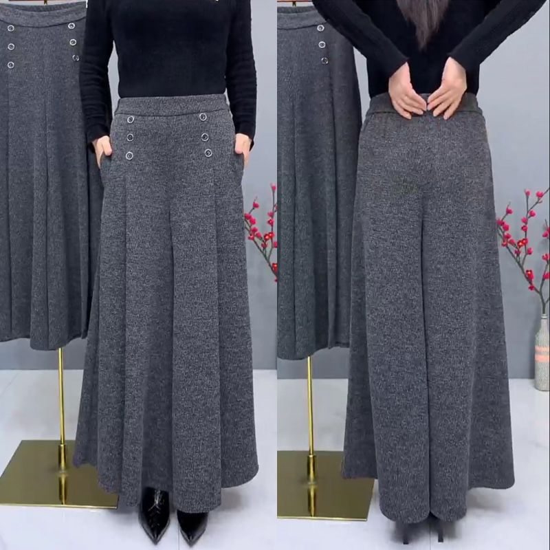 ✨Zadnji dan 50% popusta🤩【XL-4XL】Debele i tople vunene culottes hlače😚 široke i rastezljive hlače sa širokim nogavicama