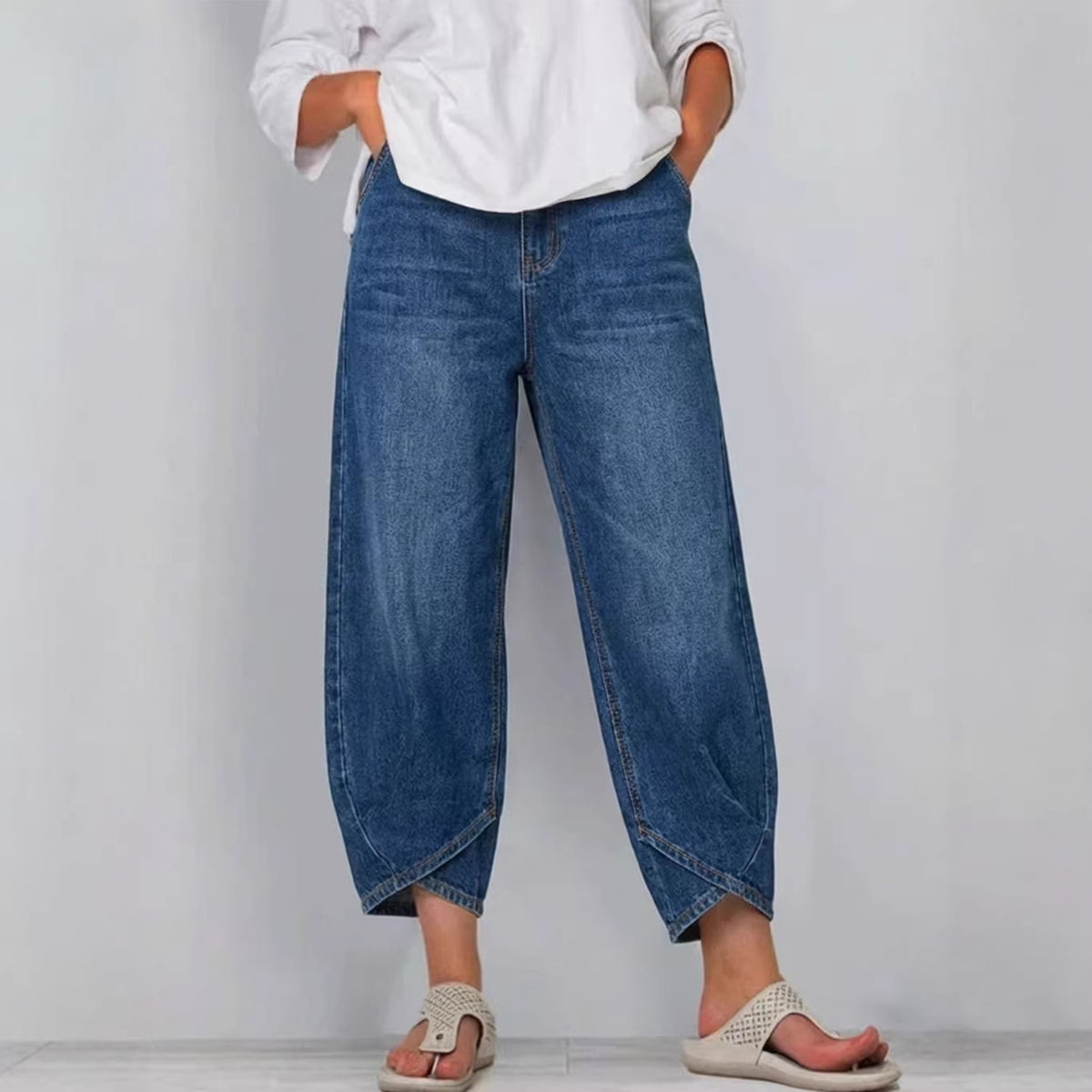 👖【Továbbfejlesztett denim, puha és lélegző】 divatos, laza szabadidős farmer