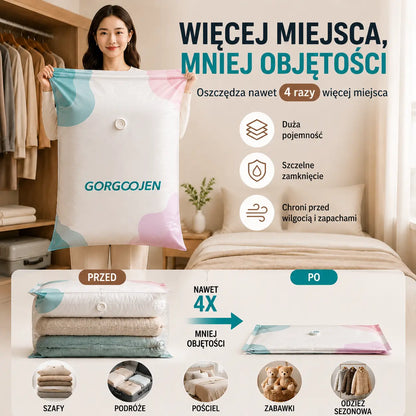 🧳 5 sztuk 💨 Duże kompresyjne worki próżniowe do przechowywania: bez potrzeby używania pompki, szczelne i idealne do oszczędzania miejsca w walizce i w domu ✈️