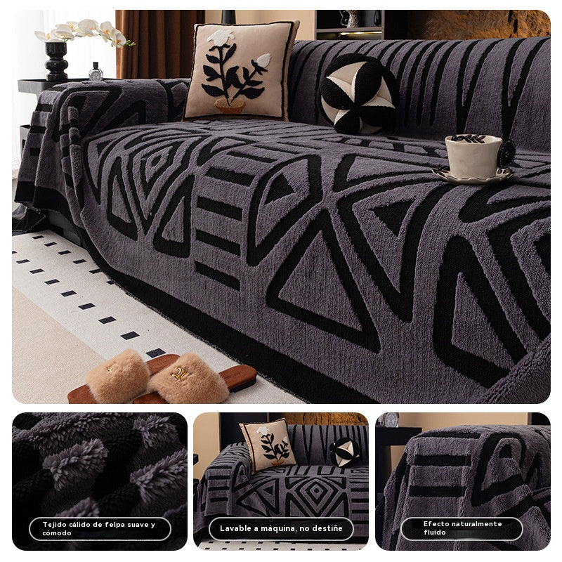 ✨【180*130cm】Oferta especial de Navidad para madrugadores:🎉 funda de sofá suave y antideslizante de felpa