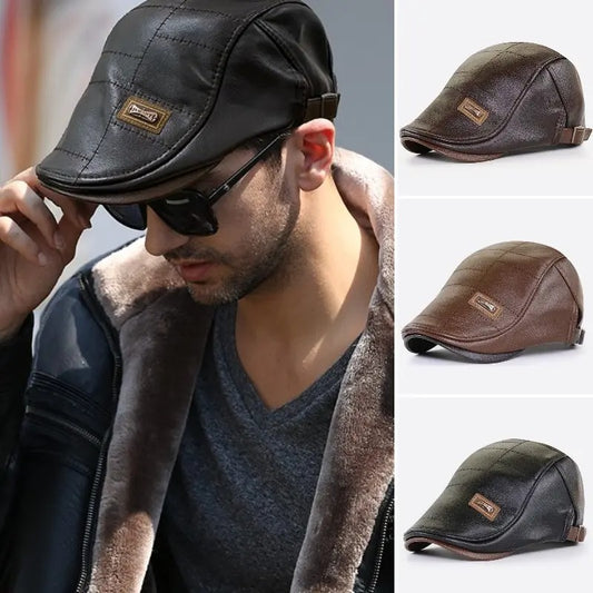🧢Muška vintage kožna beretka