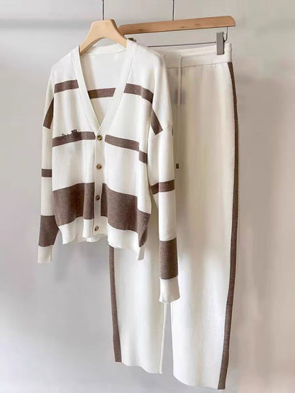 💕 Stylowy dwuczęściowy komplet z dzianiny w blokach kolorów