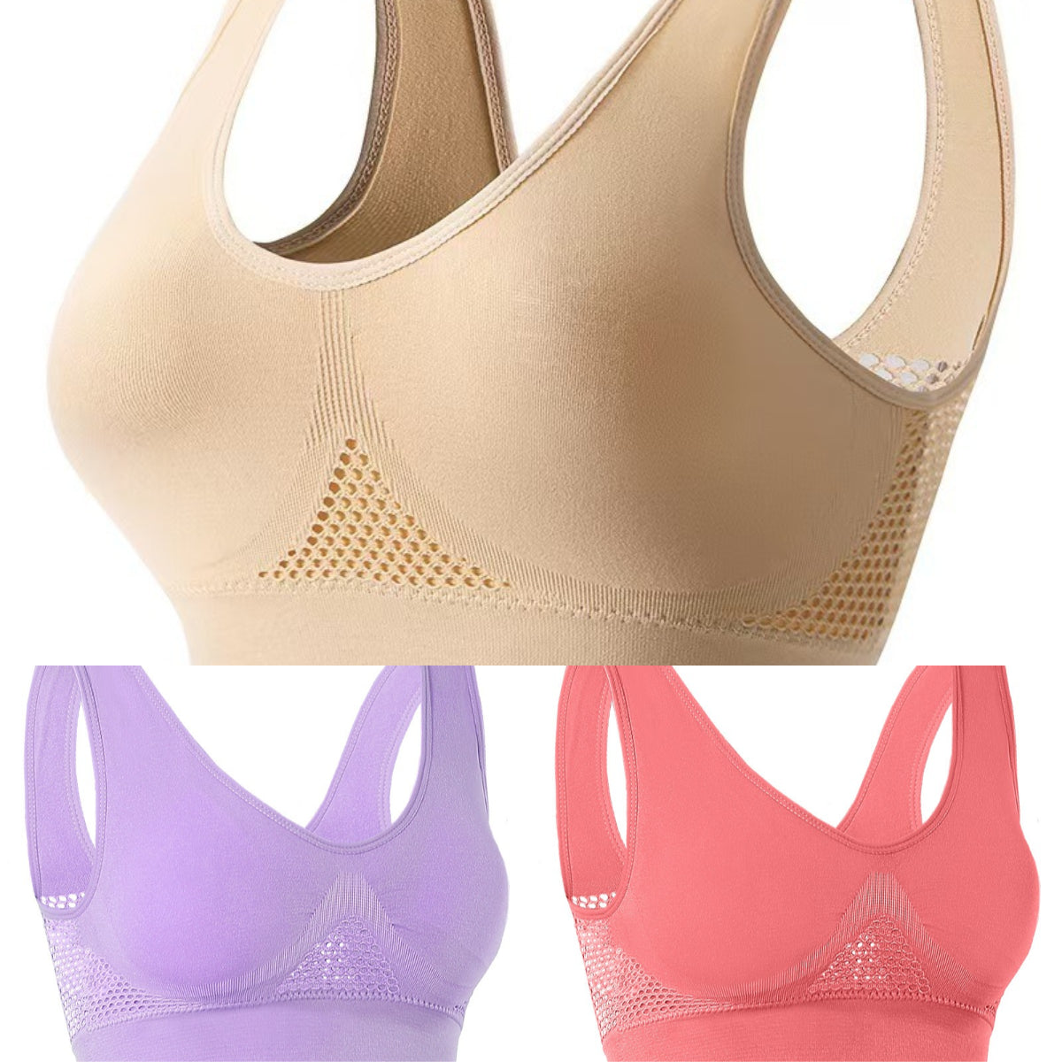 💕3 sztuki【40-120 kg】Damski letni biustonosz plus size bez fiszbin, wysokoelastyczny i przewiewny, elegancki dojrzały styl ❤️