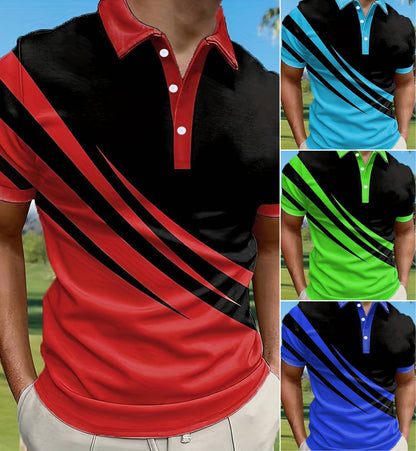 🔥Poslední den – sleva 50 %【S–6XL】Vysoce kvalitní letní pruhované pánské polo tričko s krátkým rukávem,  stylové a snadno kombinovatelné