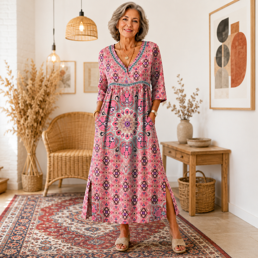 👗【S–5XL】Nové letní retro šaty s módním potiskem – lehké, prodyšné a pohodlné na každodenní nošení