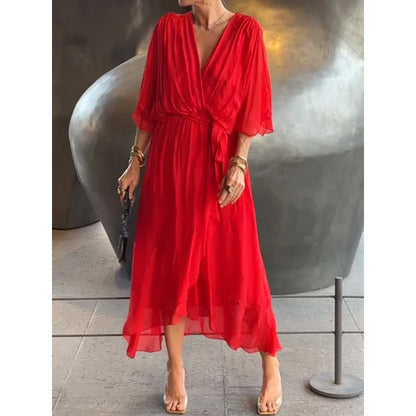 💟【S-5XL】👗Višebojna haljina od šifona s šišmiš rukavima