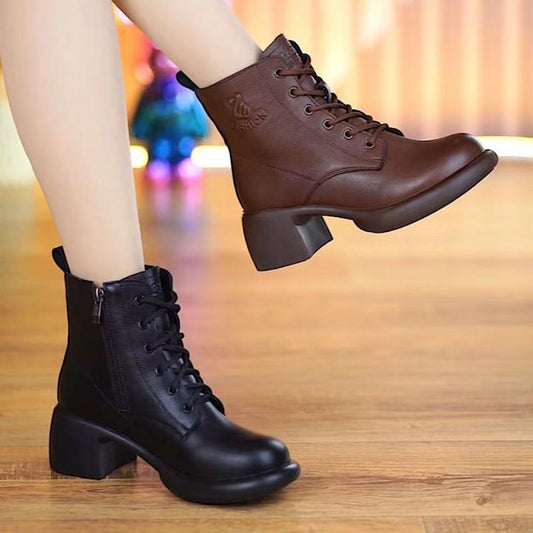👢【36-40】✨Botines estilo martens para mujer de nueva calidad, con tacón grueso y diseño retro francés, forro afelpado y suela gruesa de estilo británico