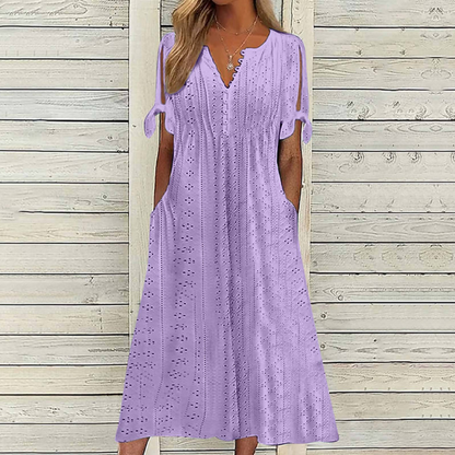 👗【S-5XL】 Jednoduché vypasované prodyšné šaty – univerzální a stylové