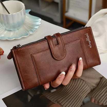 💰Dámská vintage peněženka z pravé kůže, dvojitý zip, více přihrádek na karty