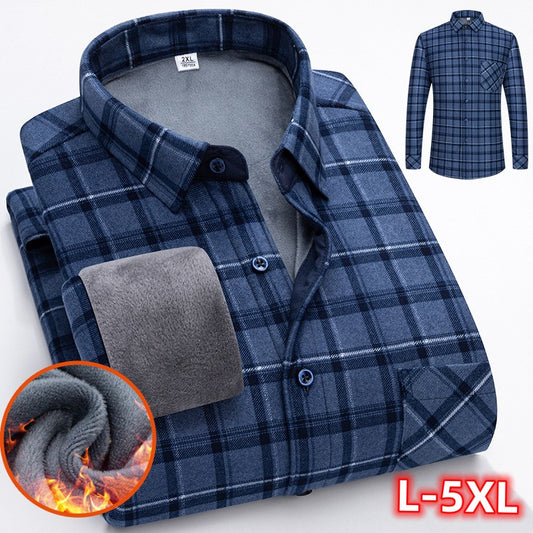 👔 【L-5XL】Męska zimowa biznesowa koszula z długim rękawem, ciepła i elegancka