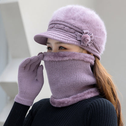 💥Висококачествена 【шапка + наметало】 дамска есенно-зимна модна топла плюшена шапка