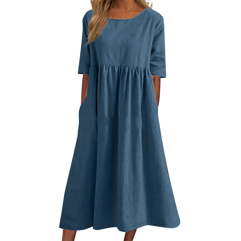 💕【50% sleva】【S-5XL】Nové univerzální volnočasové šaty, s kapsami, volné a pohodlné, ve velkých velikostech