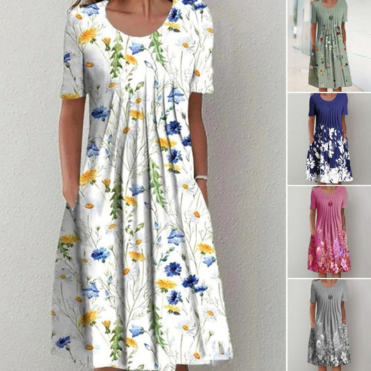 🦋 Nova ženska haljina s okruglim izrezom i printom za 2025. (S-3XL)