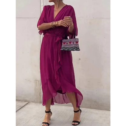 💟【S-5XL】👗Višebojna haljina od šifona s šišmiš rukavima