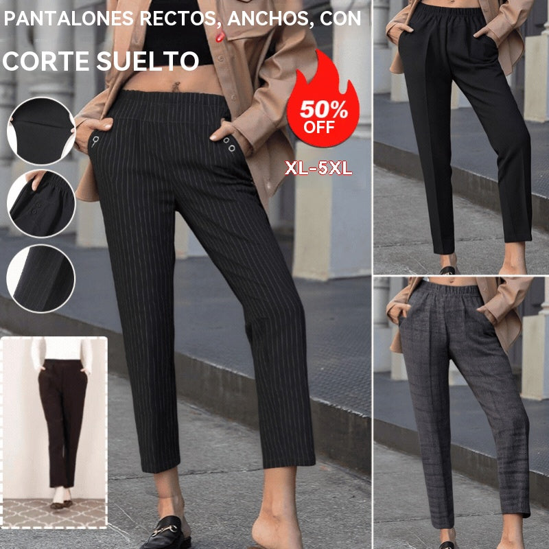 ⏳ Ostatni dzień: 50% zniżki 🔥【45-100 KG】Nowe damskie spodnie z wysokim stanem i prostymi nogawkami,Wersja standardowa/Wersja ocieplana