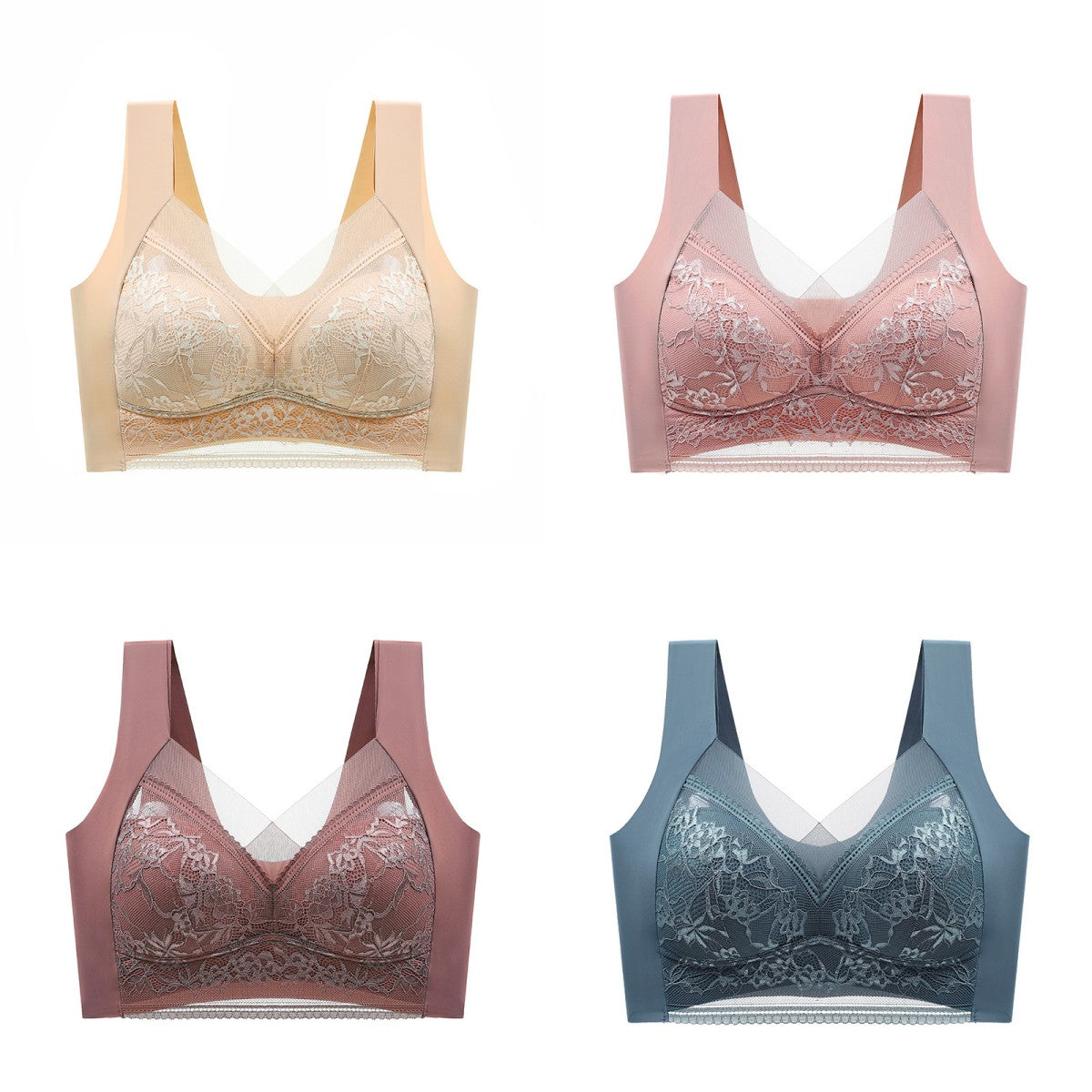 🔥【4 kom】👙【40-110 kg】Visokokvalitetni udobni bešavni čipkasti grudnjak