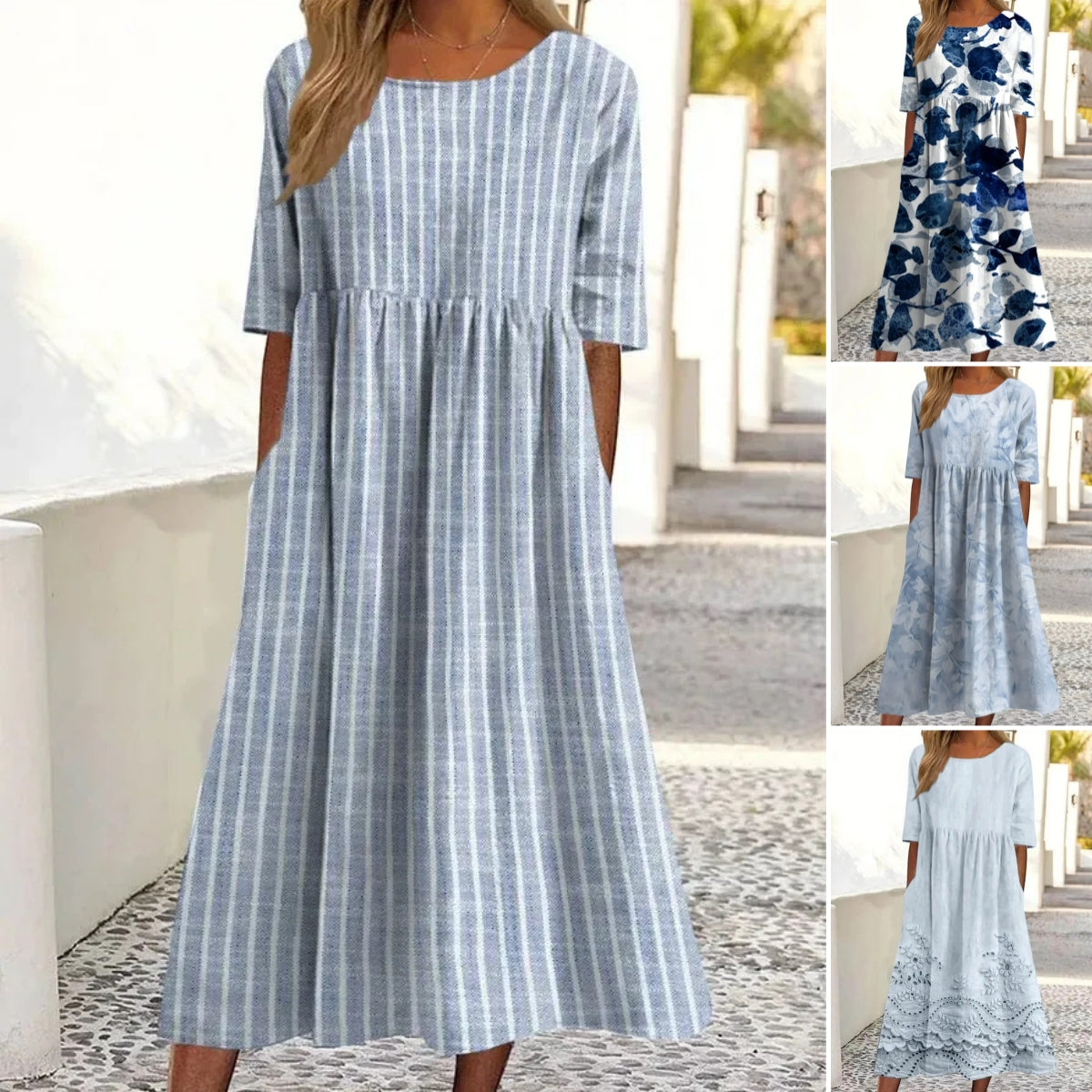☀️ Letní akce【S–5XL】Lehké a prodyšné šaty s potiskem – volný střih, lichotivá silueta a snadné každodenní nošení
