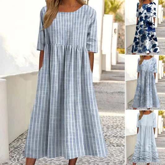 ☀️ Letní akce【S–5XL】Lehké a prodyšné šaty s potiskem – volný střih, lichotivá silueta a snadné každodenní nošení