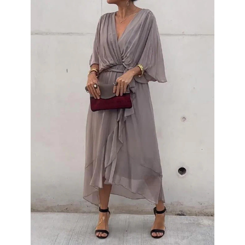 💟【S-5XL】👗Višebojna haljina od šifona s šišmiš rukavima