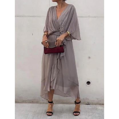 💟【S-5XL】👗Višebojna haljina od šifona s šišmiš rukavima