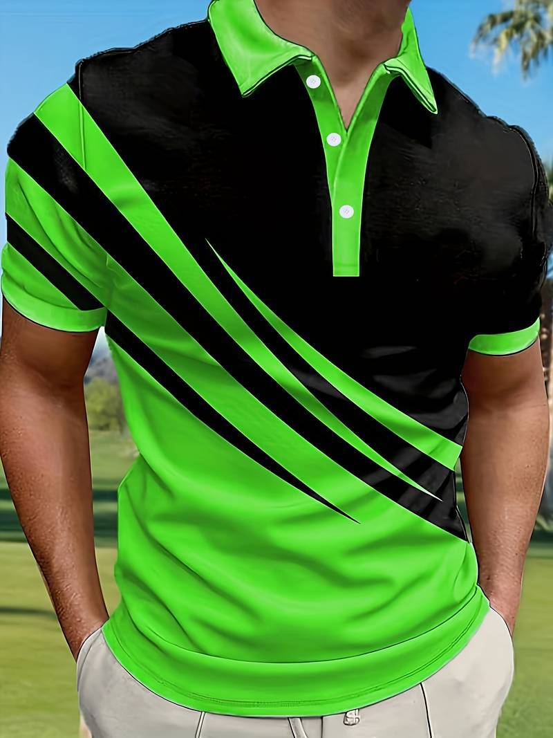 🔥Poslední den – sleva 50 %【S–6XL】Vysoce kvalitní letní pruhované pánské polo tričko s krátkým rukávem,  stylové a snadno kombinovatelné