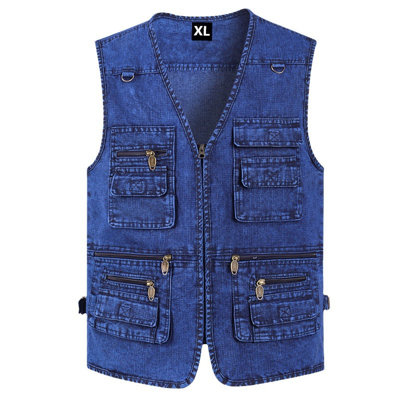 🔥👔【XL-7XL】Muški traper prsluk s više džepova.