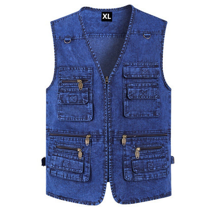 🔥👔【XL-7XL】Muški traper prsluk s više džepova.
