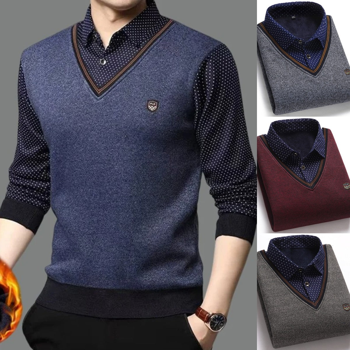 👔 Superventas de invierno [M-4XL] Suéter de punto 2025 con forro polar, grueso y cálido para hombre