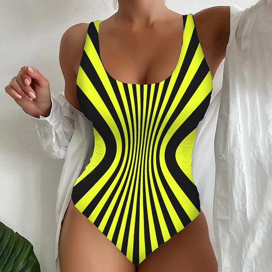 🥰【Poslední den – sleva 50 %】🔥【S~6XL】Unikátní pruhované jednodílné plavky
