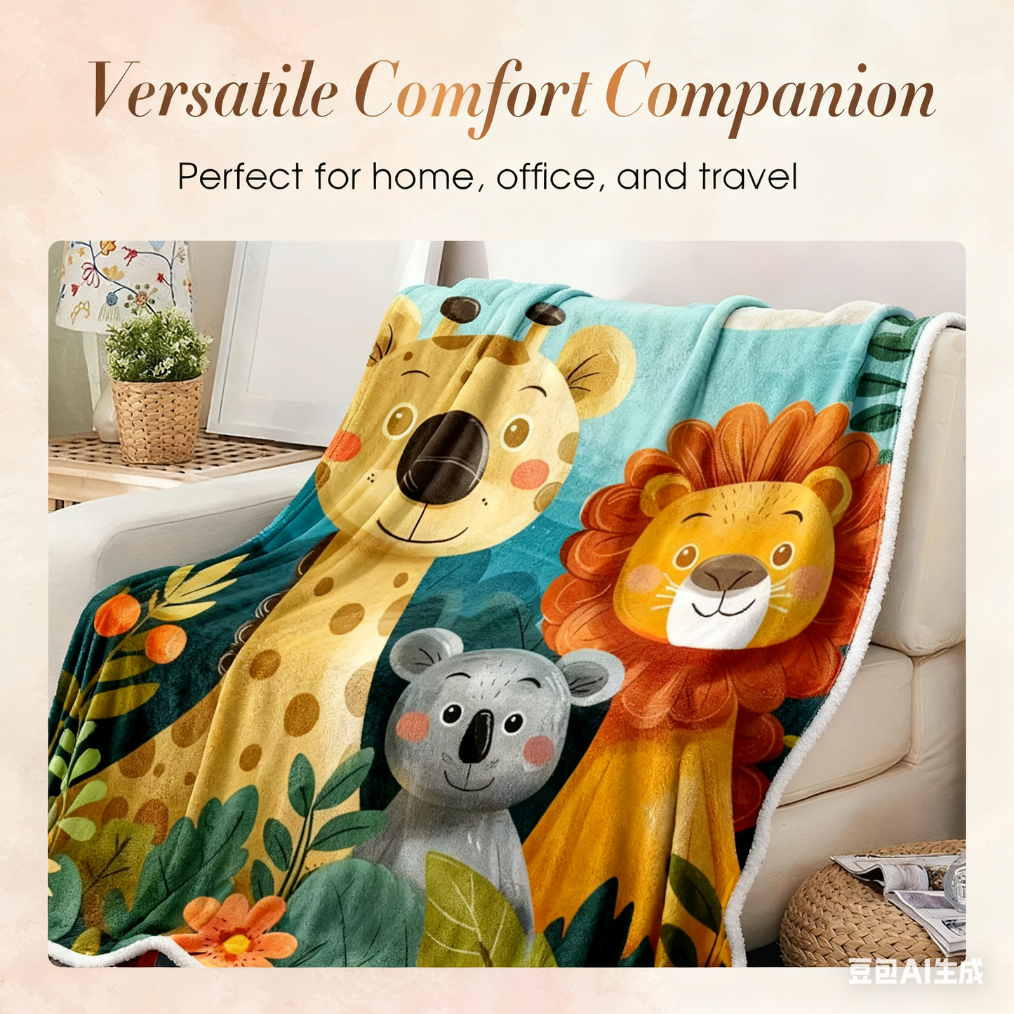 🔥 Manta de franela de alta calidad con estampado animal, gruesa y cómoda, ideal para sofá, descanso y siesta.