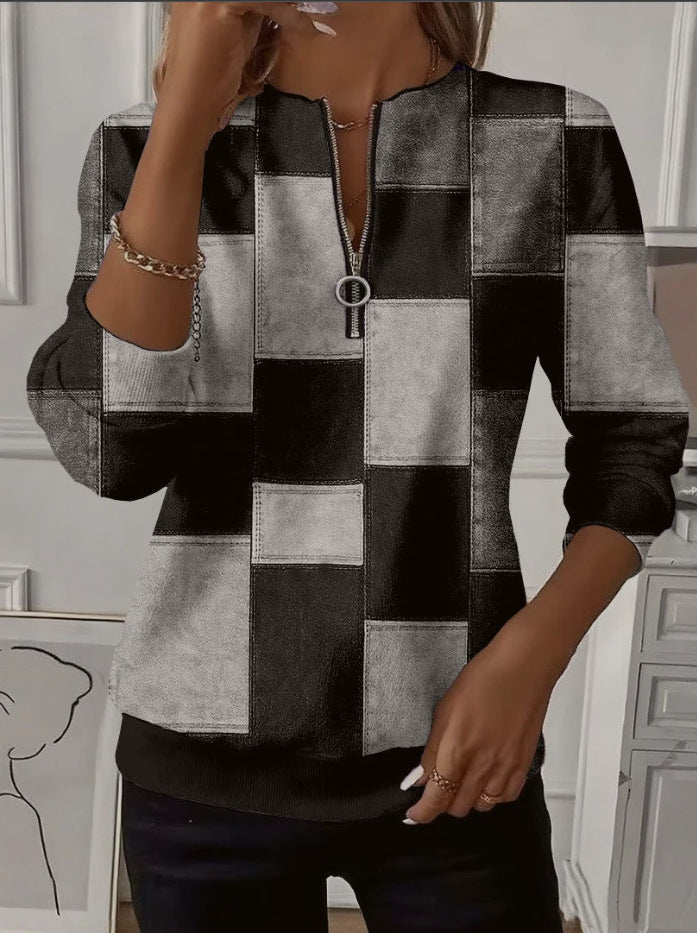 🔥【S–3XL】Női hosszú ujjú raglán ujjú pulóver – divatos mintával, kényelmes viselet