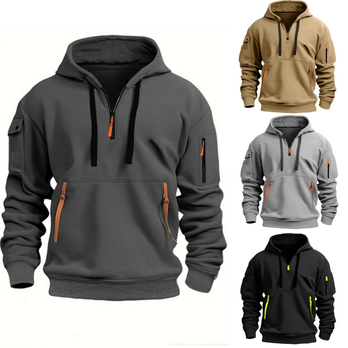 ⏳Zadnji dan 50% popusta🔥【S-5XL】Muška sportska majica s patentnim zatvaračem s više džepova--