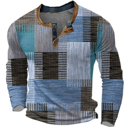 🔥【50% kedvezmény】👔【S-4XL】 Férfi hosszú ujjú mintás pólóKényelmes és könnyen kombinálható hétköznapi viselet